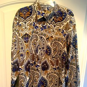 Multicolored long sleeved Alan Flusser button down shirt.  2X, great condition